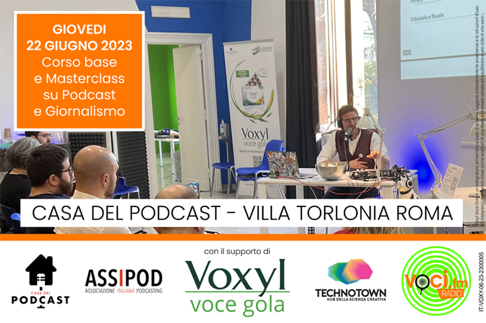 Voxyl Voce Gola, il 22 Giugno 2023 alla “Casa del Podcast” di Roma